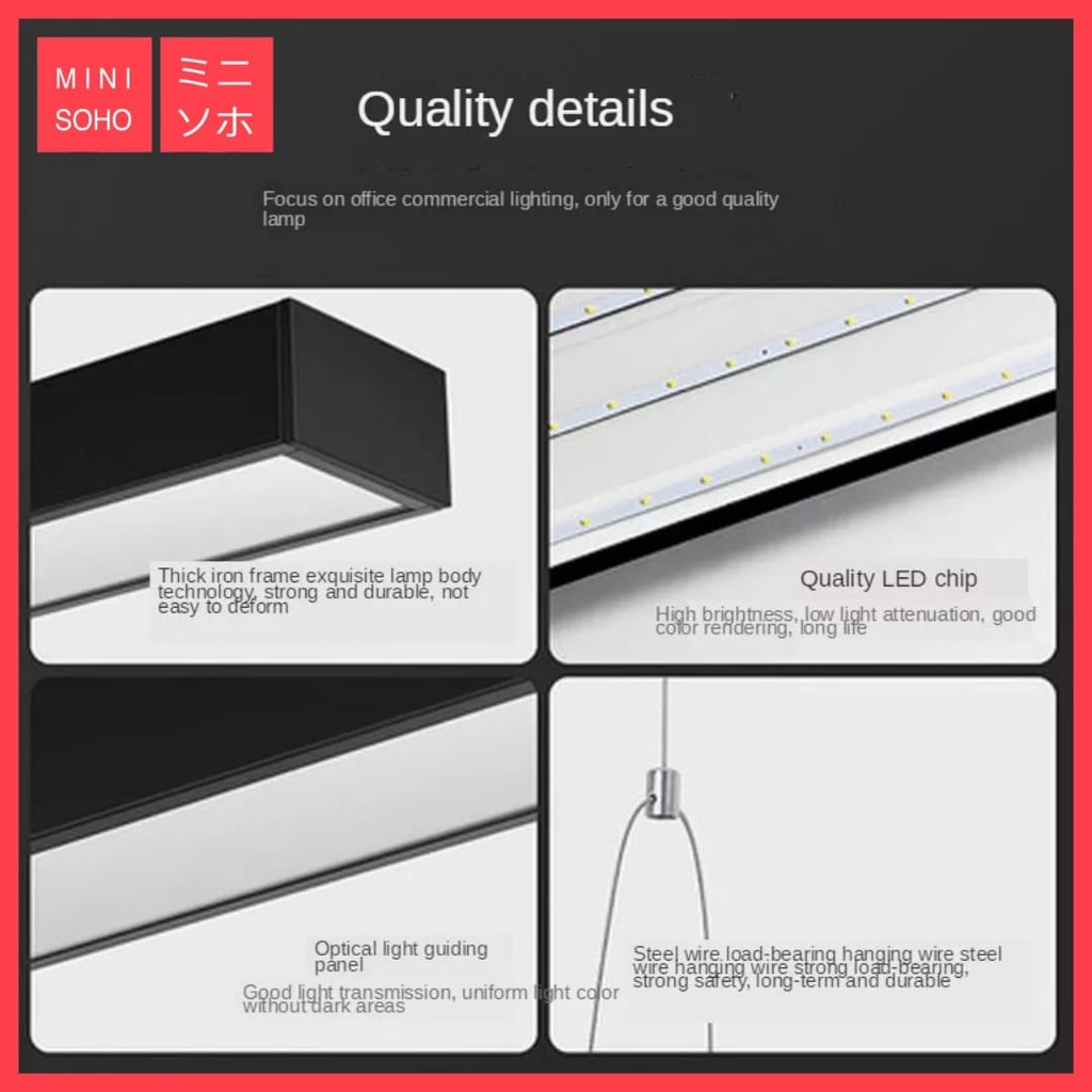 Lampu LED Balok Linear Chandelier Gantung Office Kantor Modern Minimalis Mewah