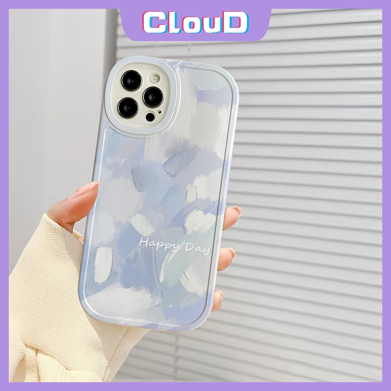 Ins Case Realme C53 9i C25s C35 C25Y C21Y C21 C25 C11 C31 C12 8i 7i C15 7 6 5s 6s 8 8pro C3 6i 5 C17 C20A C20 Case Retro Tinta Biru Lukisan Oval Pelindung Lensa Anti Jatuh Lembut Sarung