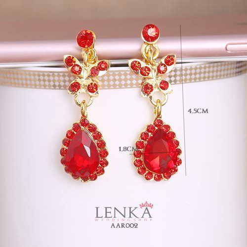 [READY STOCK] AKSESORIS PESTA BRIDAL EARRINGS RED ANTING WANITA AAR002