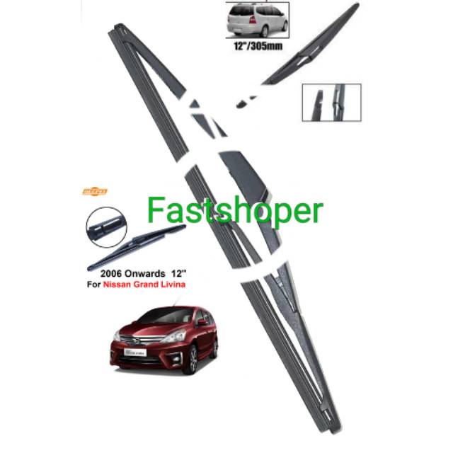 WIPER BELAKANG 12INCH MODEL NISSAN GRAND LIVINA BEST QUALITY - WPB101