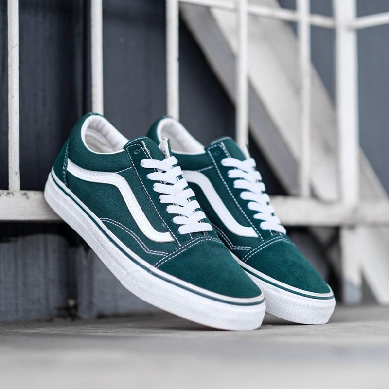 VANS OLDSKOOL “ULTRAMARINE GREEN / TRUE WHITE” CLASSIC ORIGINAL 100%