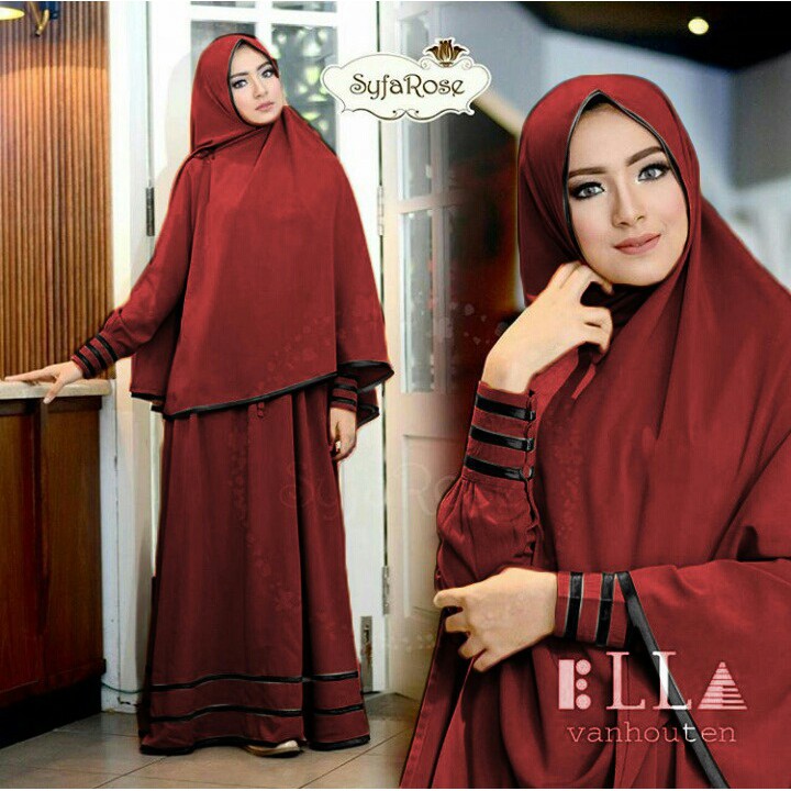 Maxi Dress + Bergo Bahan Jersey Seleting Depan Busui Syfarose Syari