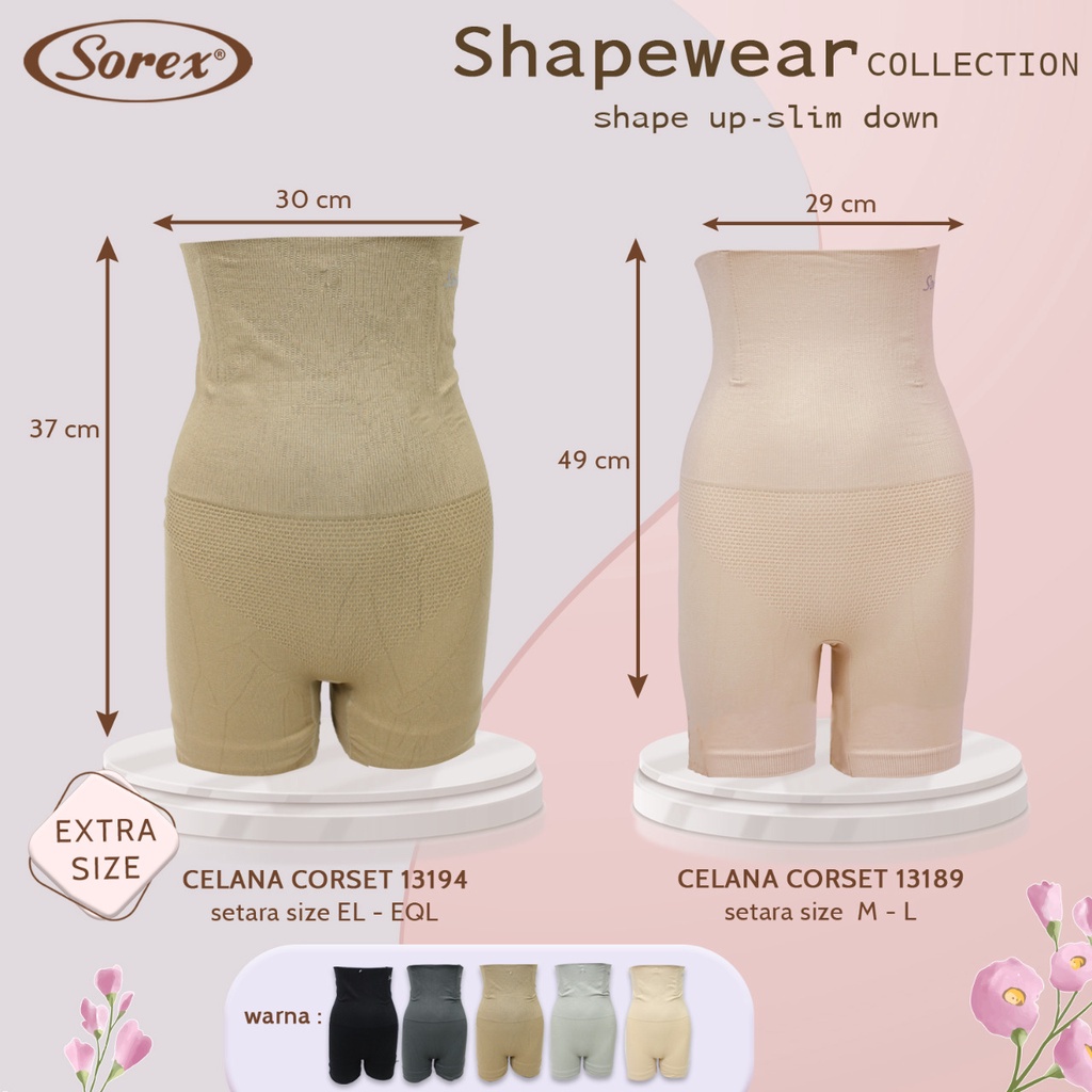 CELANA KORSET SOREX 13187 13189 13192 13193 / Stagen Celana Pelangsing Perut Shapewear Slimming Corset - Bwr