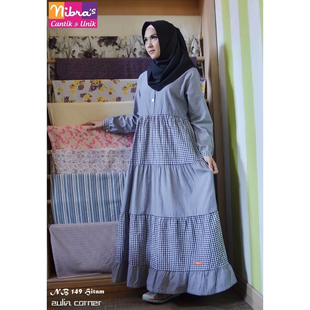 SALE Gaun Pesta Muslim Nibras NB 149 Hitam ORIGINAL Model Baju Muslim Terbaru