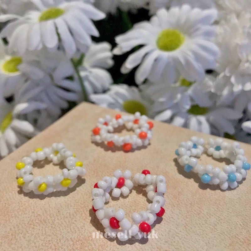 Single Camelia Vol.2 Party Flower Glow Road Lamp Fan’s Beads Ring / Cincin Mute / Cincin Manik-Manik