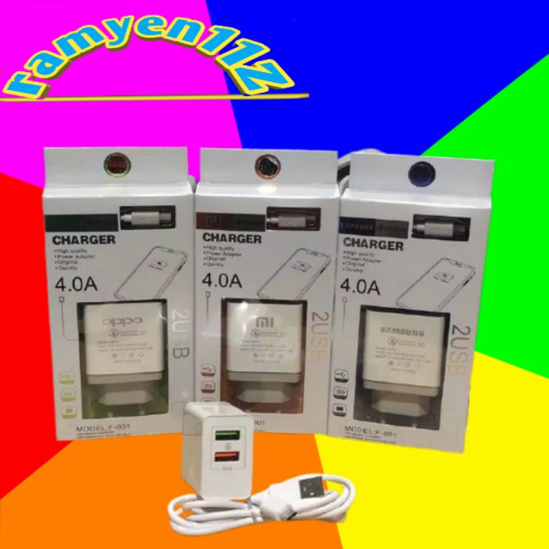 Travel Charger 4.0A Qualcomm Quick Charger 3.0 2USB Samsung Oppo Xiaomi