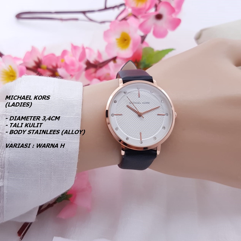 JAM TANGAN WANITA FASHION TALI KULIT BODY BULAT POLOS