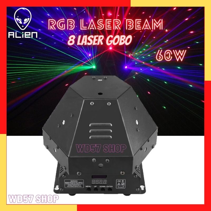 Lampu Sorot Gantung Disco Putar Tembak LED Laser Beam Lighting Moving Head Full Color Sound System S