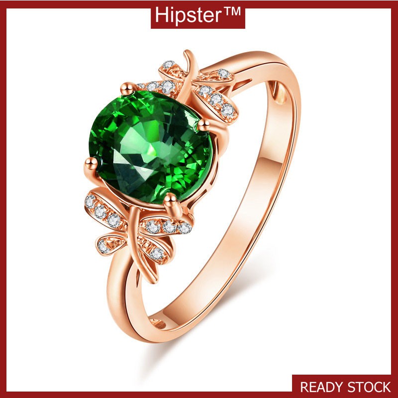 Hot Sale Top-Selling Product Fashion Emerald Butterfly Adjustable Ring