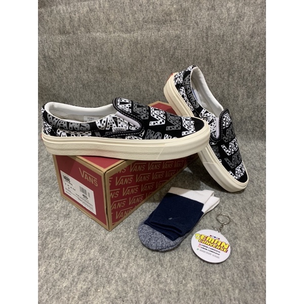 [ BAYAR DI TEMPAT ] VANS SLIP ON TRASHER BLACK WHAITE WAFDLE DT