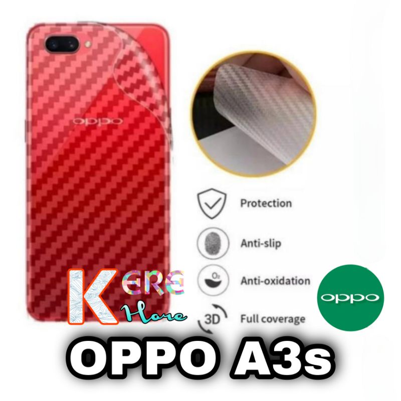 SKIN CARBON OPPO A3S ANTI GORES BELAKANG OPPO A3S