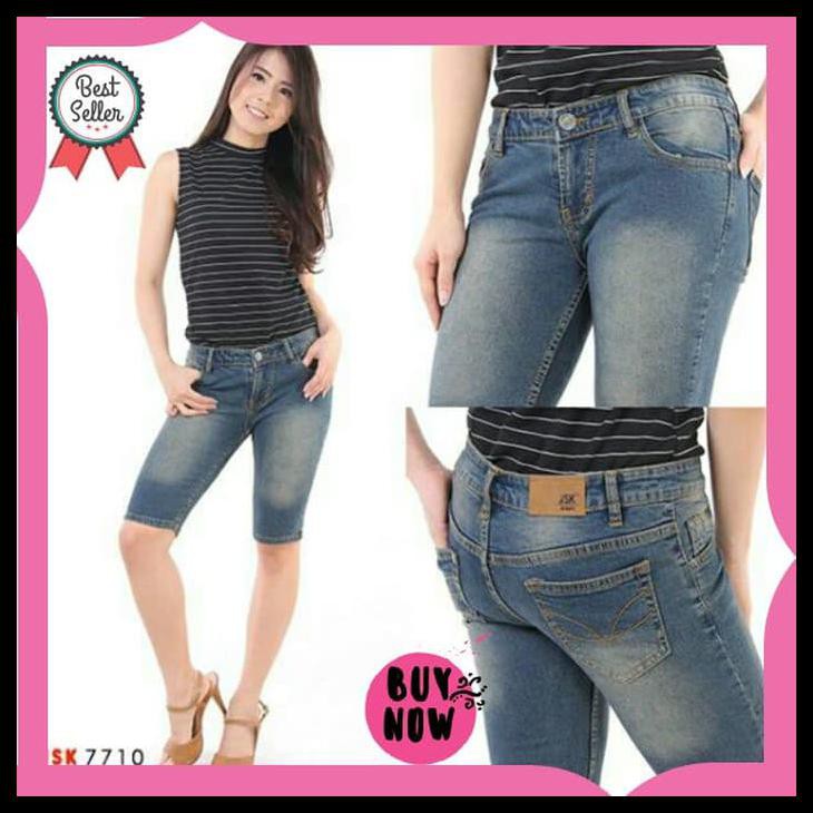 Celana Pendek Wanita Zs04 Jeans Denim Wanita Biru Aqua 27