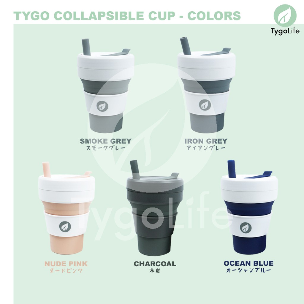 TYGO COLLAPSIBLE CUP BIGGIE CUP TANPA LOGO (Gelas Lipat - Travel Cup) 16Oz - Smoke Grey