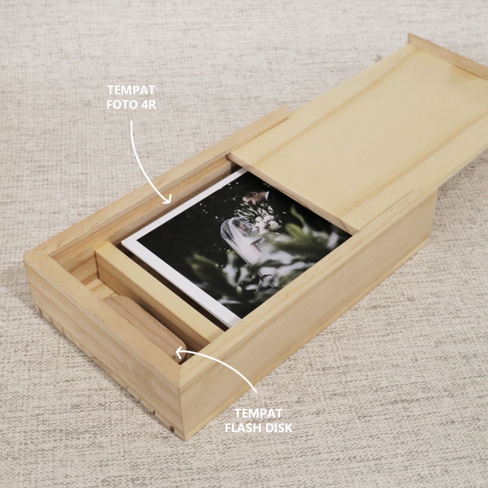 Slide Box Wood | Kotak Foto &amp; Flash Disk | 20 x 11 x 3 cm