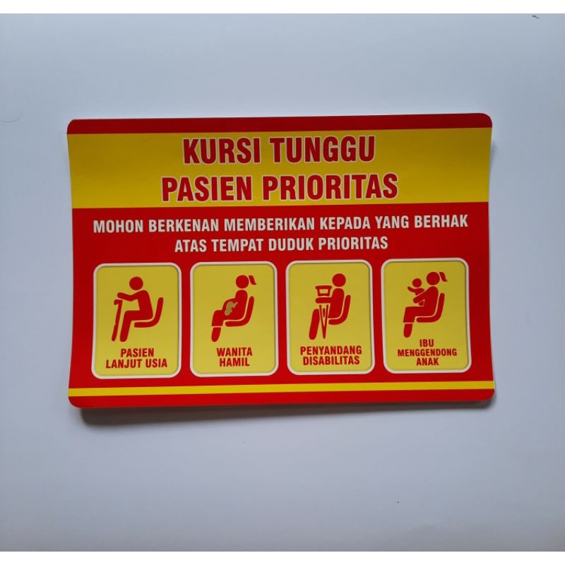 

Stiker Kursi Tunggu Pasien Prioritas | Stiker Sandaran Kursi Stainless