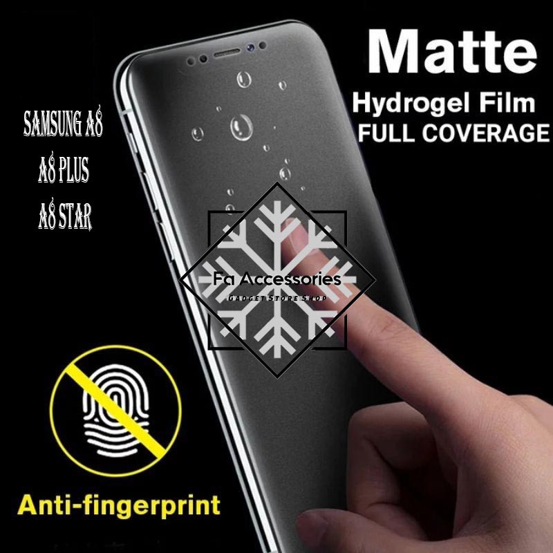 FA ANTI GORES JELLY HYDROGEL MATTE SAMSUNG A8 A8PLUS A8STAR FULL SCREEN PROTECTOR SHOCK PLUS STAR