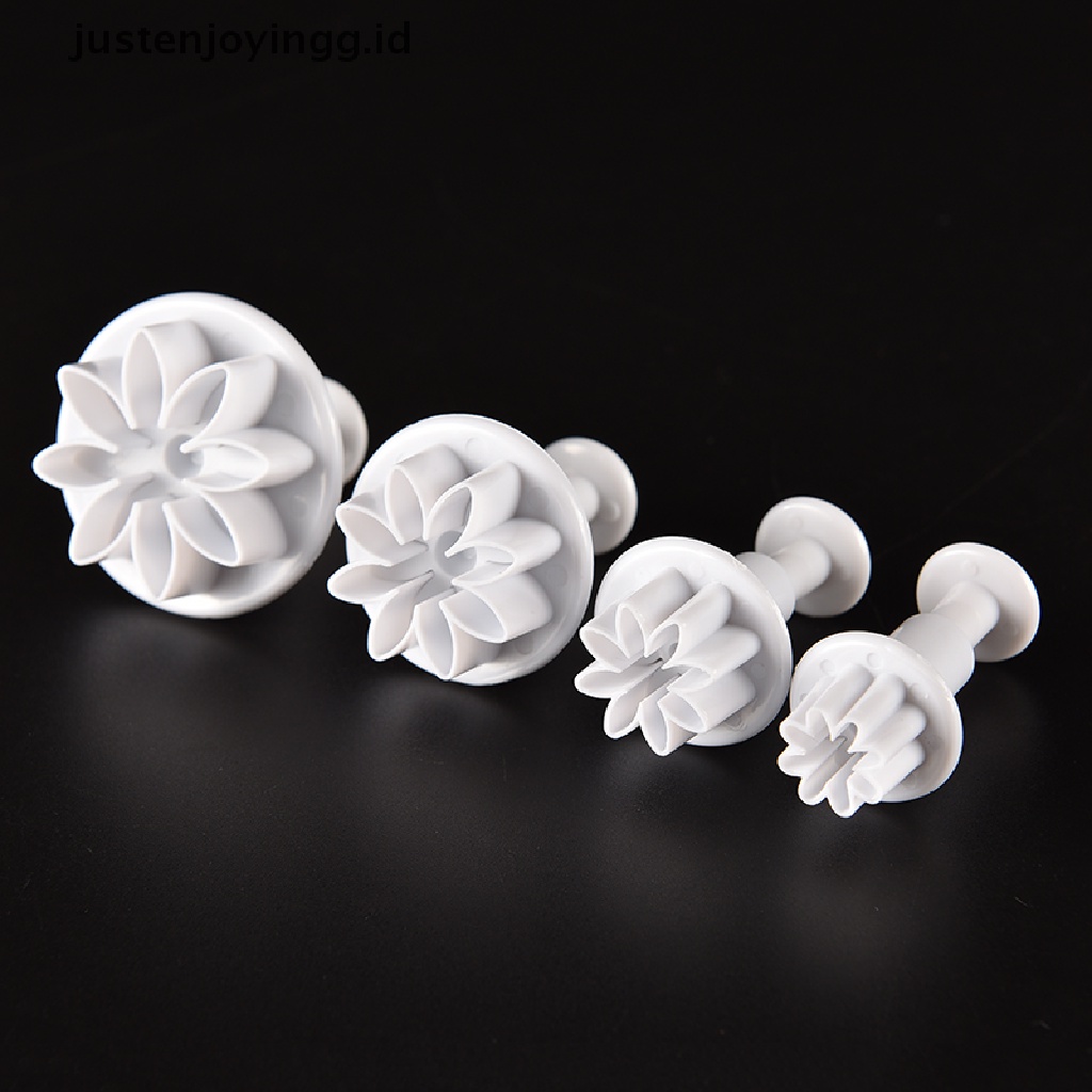 // justenjoyingg.id // 4X Cake Fondant Sugarcraft Decor Cookie Mould Mold Plunger Daisy Flower Cutter ~