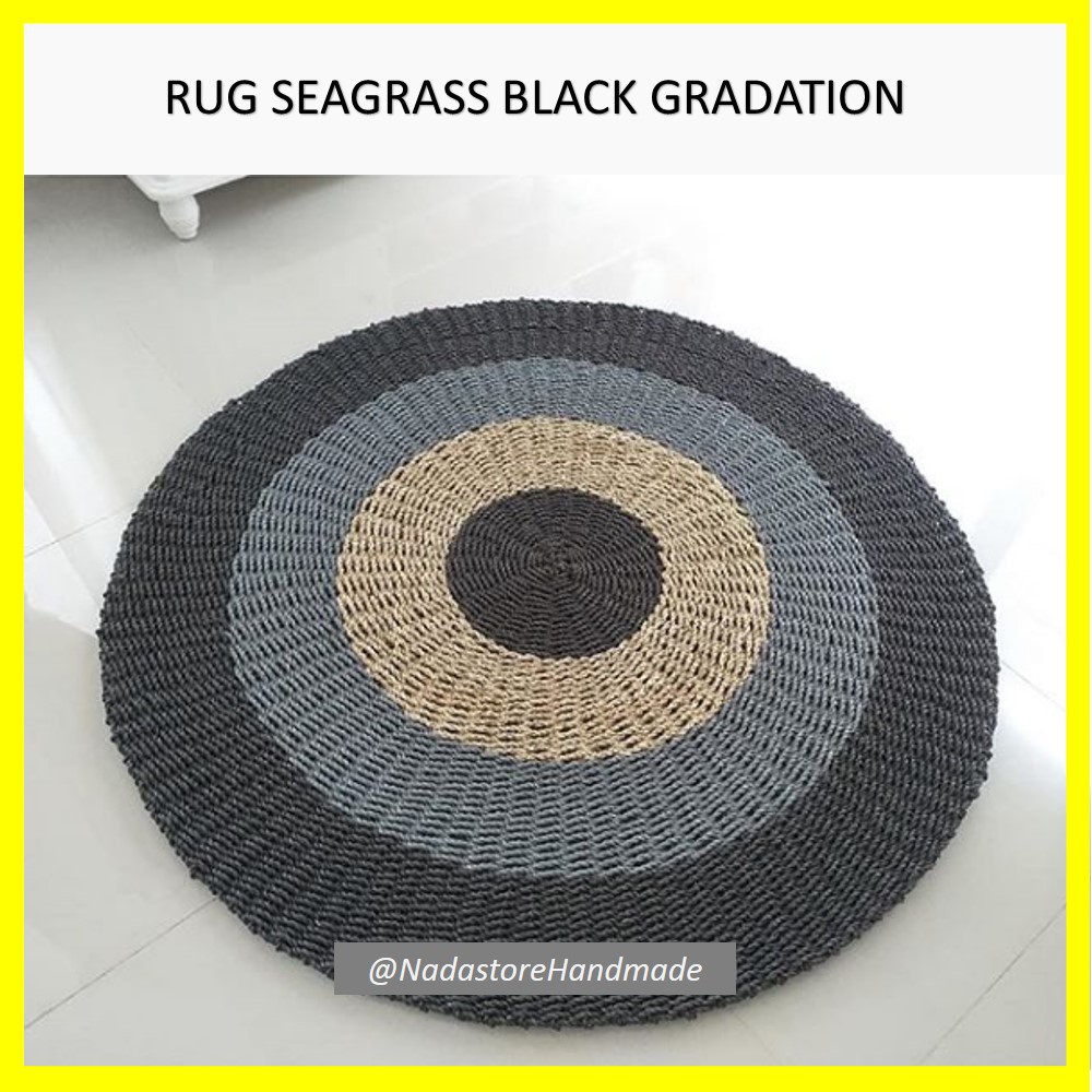 NEW ARRIVAL RUG ANYAMAN SEAGRASS BLACK GRADATION / KARPET BULAT / TIKAR BULAT