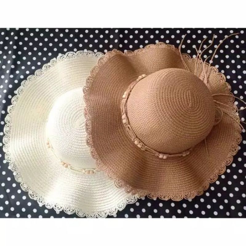 Topi pantai anyam rotan import