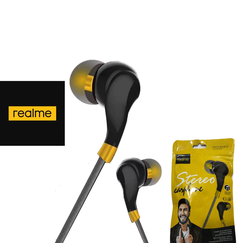 Headset Realme RMA101 Packing plastik Stereo Earphone Hf RMA-101 Buds Super Bass