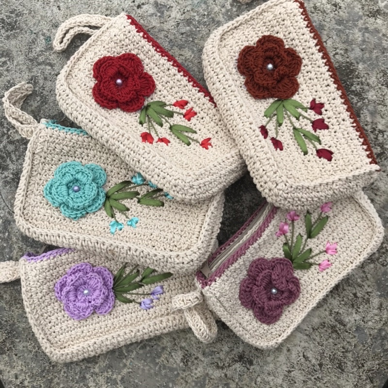 Dompet Rajut 2Pouch/dompet rajut/dompet hp/dompet rajut murah