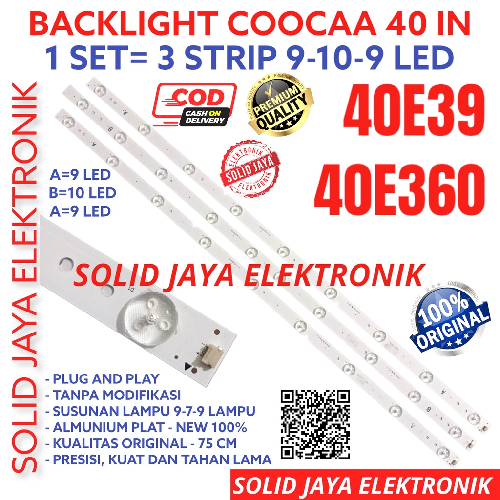 BACKLIGHT TV LED COOCAA 40 INC 40E39 40E360 LAMPU BL KOKA COCA COKA 40IN 40INCH 40INC 40E 39 360 9K 10K 9K FULL SET COOKA COOCA KOCA 40 INCH IN INC