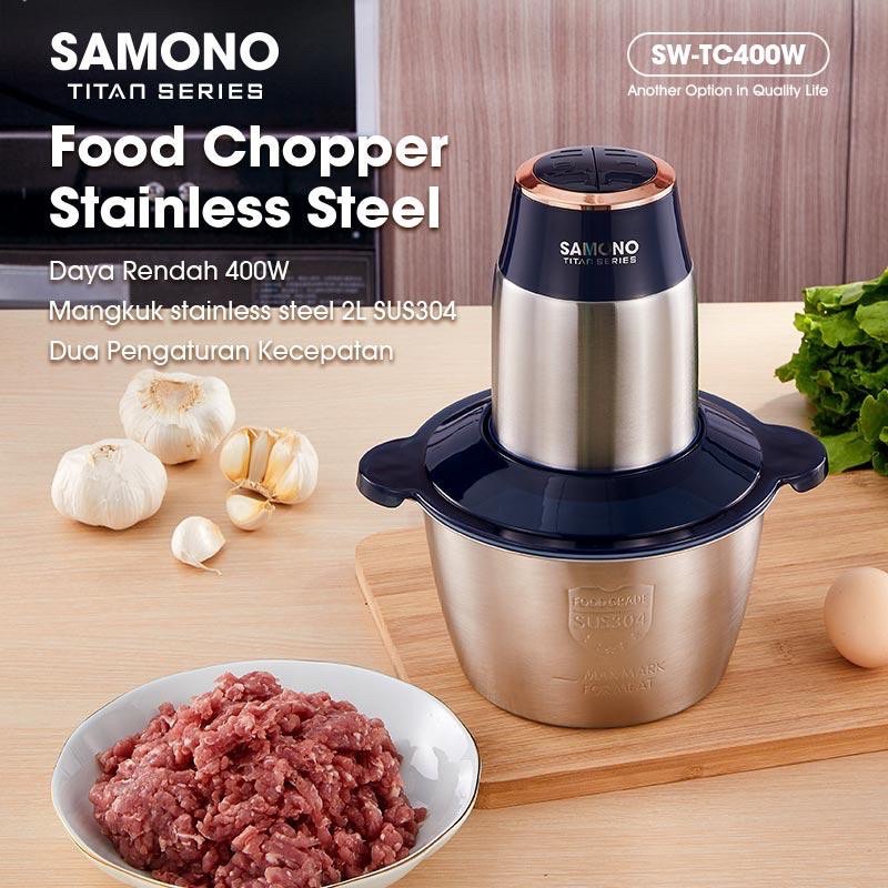 Samono 400W Food Chopper Blender Stainless Steel 2 Liter Food Processor Penggiling Daging Sayur 2 Speed SW-TC400W