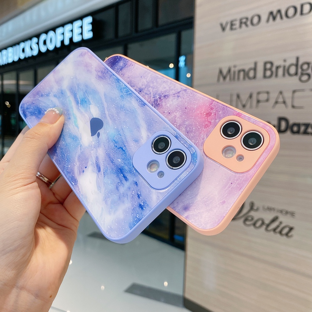 Marble Pattern Tempered Glass Case for iPhone 13 Pro Max 13Mini 12Pro 11 Xs Max XR X 12Mini 7Plus 8 Plus Cover