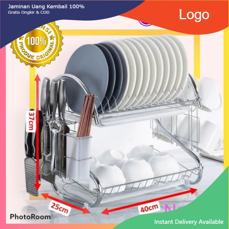 Momo_shop88 RAK PIRING 2 susun STAINLESS + BOX