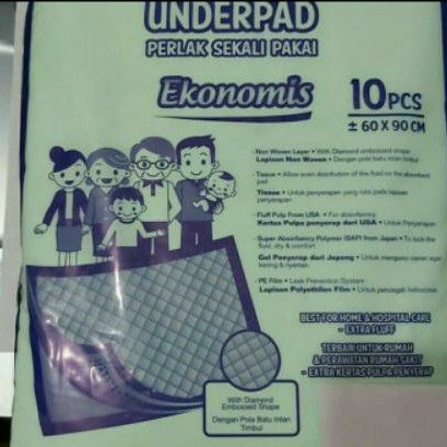 Underpad Oto Ekonomis 60x90 isi 10 pcs / Perlak