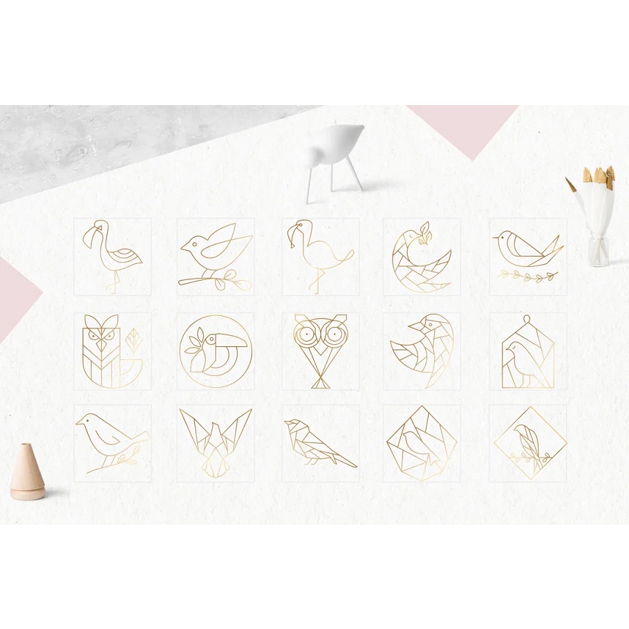 Geometric Bird Logos Eps Png