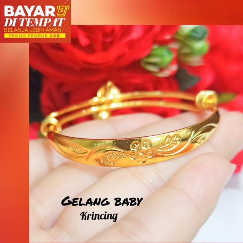 TITANIUM Gelang krincing Baby Desain ukir Jepara Gold 24k anti karat termurah berkualitas