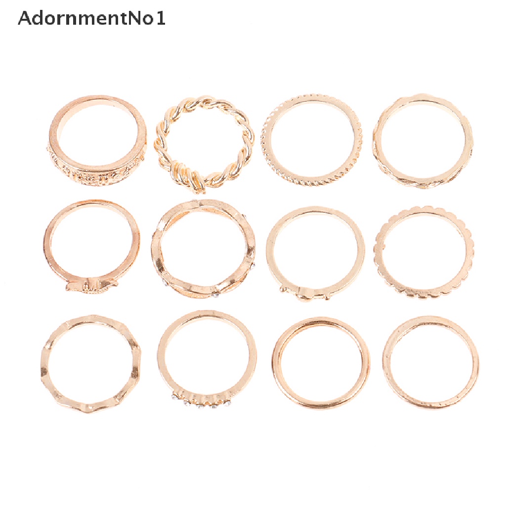 (AdornmentNo1) 12pcs / set Cincin Gaya Punk / Gotik Untuk Wanita