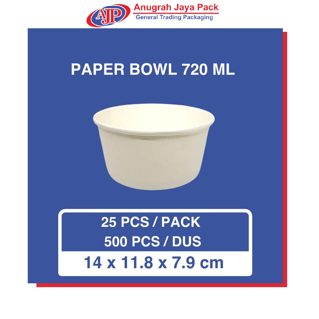 Paper Bowl 720ml tebal (24 oz) / Mangkok Kertas 720ml tahan microwave