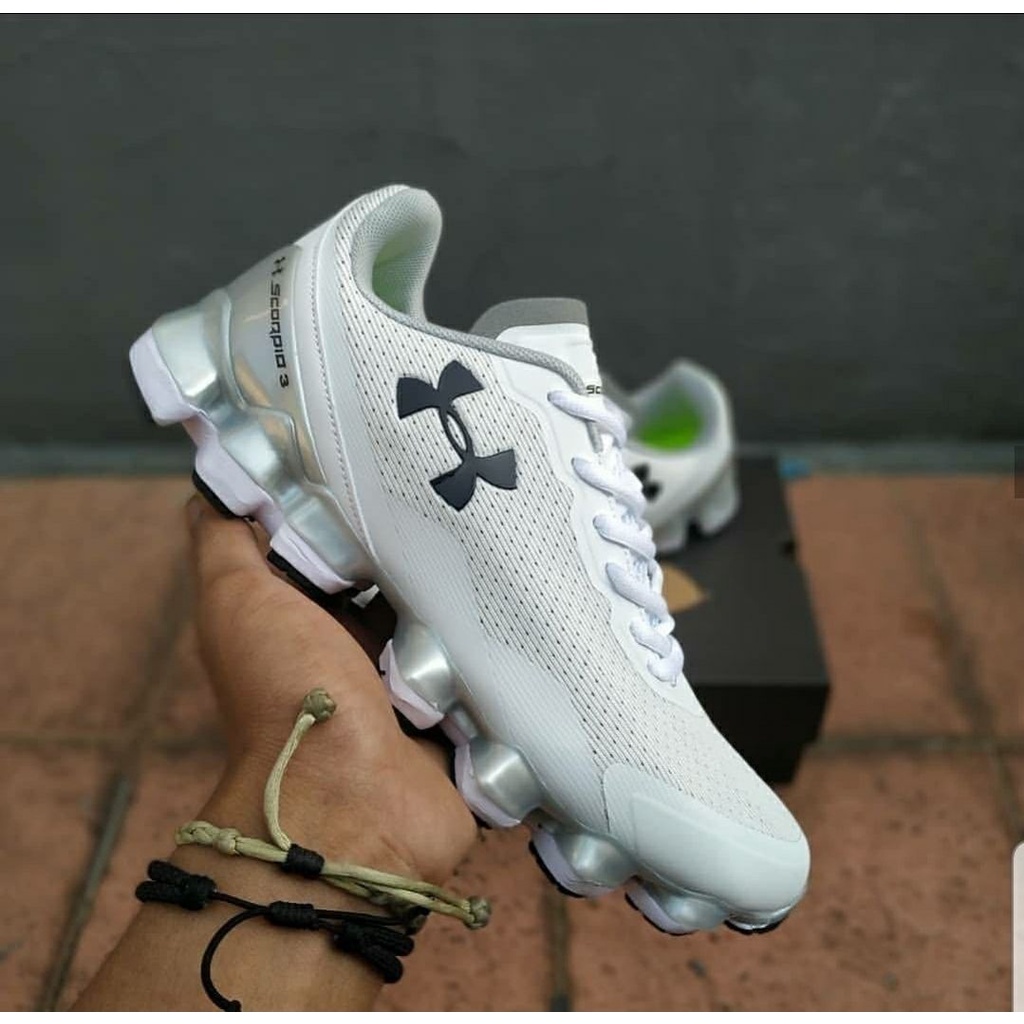   diskon   sepatu under armour scorpio 3 white silver original premium quality
