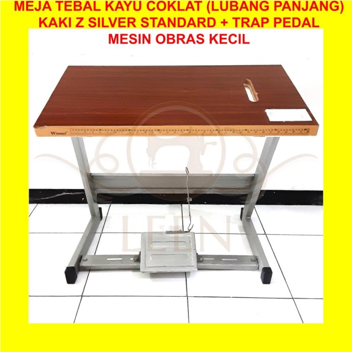 Meja TEBAL &amp; Kaki Z Silver Trap Pedal SET Mesin Jahit Obras Kecil LEEN