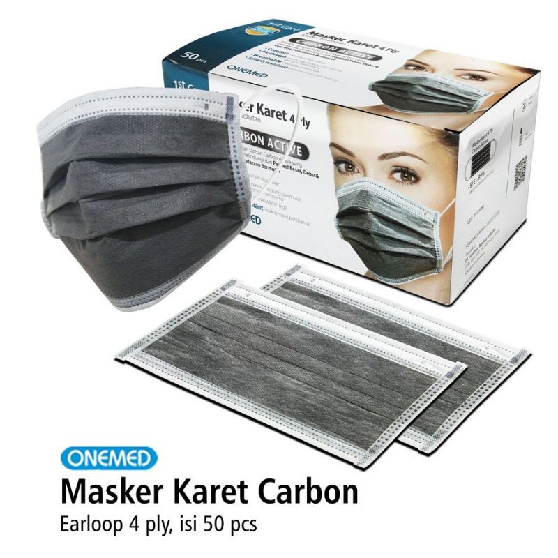 Masker Karet 4ply Carbon Active OneMed box 50pcs