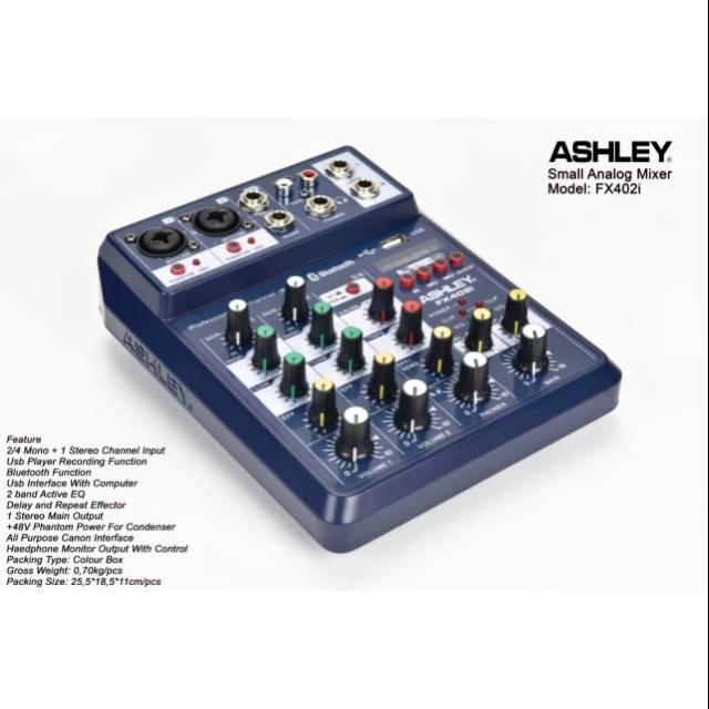 Mixer Audio ASHLEY FX402i/FX 402i(4 Channel)USB,Bleutoth