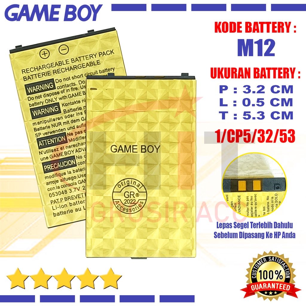 Baterai Battery Ori GameBoy M12 P2p Pvp Psd Advance Mainan Anak