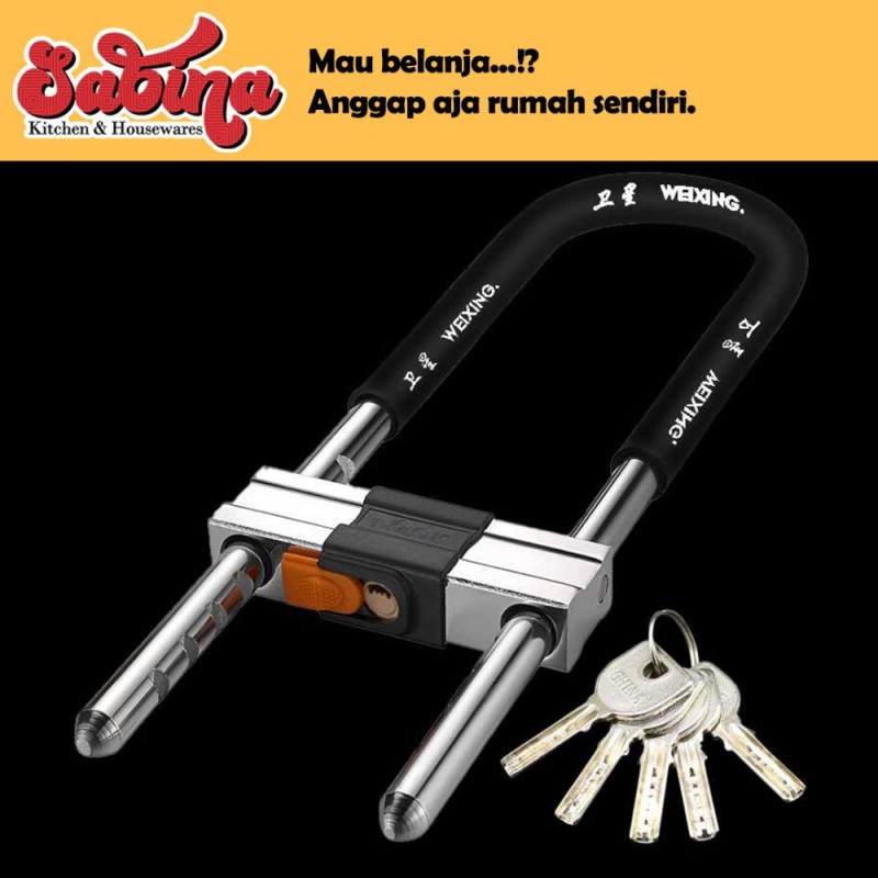Gembok Panjang Velg Ban Sepeda Motor Rumah Anti Maling U Lock MEIXING