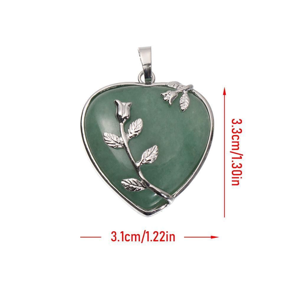 Lily Heart Kalung Liontin Fashion Mineral Batu Permata Chakra Reiki Stone Nature Crystal Quartz