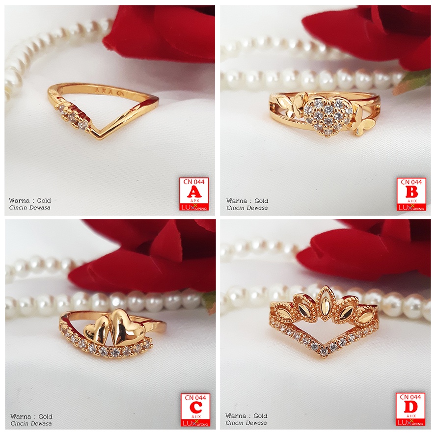 CN 044 Cincin Wanita Dewasa Permata Zirkon Perhiasan Emas Murah Cincin Imitasi Xuping Luxx Xuping