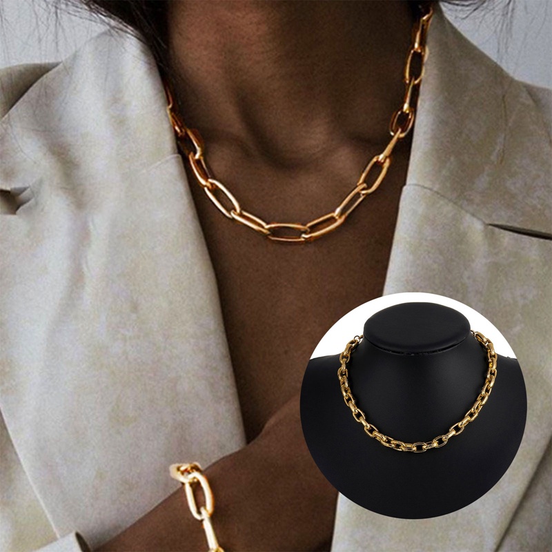 Kalung Choker Rantai Emas Gaya Punk Boho Untuk Wanita