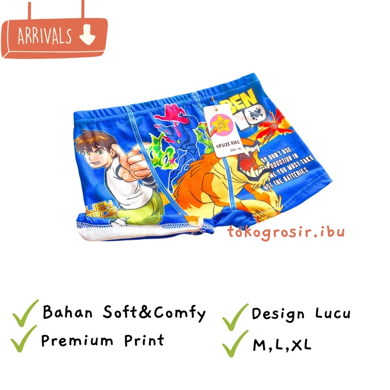 Celana Dalam Boxer Anak Cowok Laki Laki Import Motif BEN 10 Bahan Katun Adem / Celana Bokser Anak