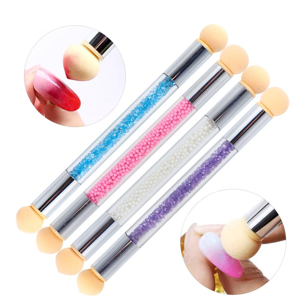 Set Brush Spons Aplikator Kutek Gel Warna Ombre Glitter Untuk Nail Art