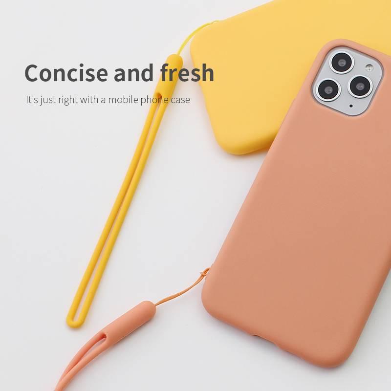 1pc Tali Lanyard Holder Handphone / Kartu Id / Gantungan Kunci / Usb Bahan Silikon Warna Acak