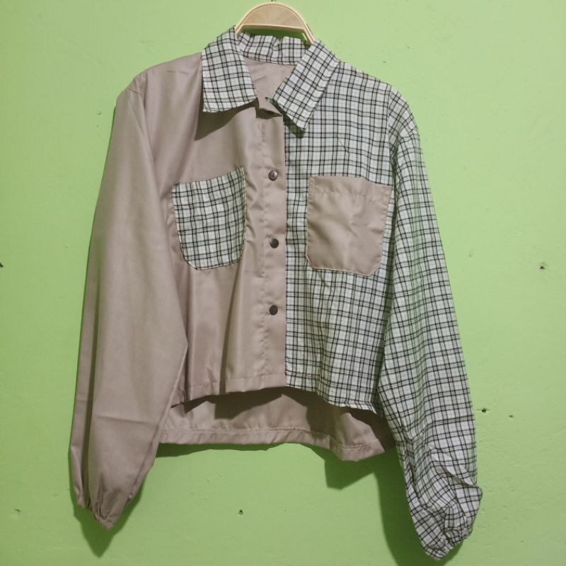 Kemeja Crop two tone