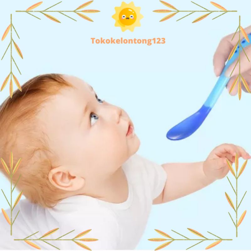 [BISA COD] Sendok Makan bayi/ Sendok makan bayi silicon/ sendok makan bayi sensor panas/ peralatan makan bayi