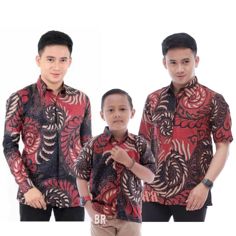 BAJU BATIK COUPLE BAPAK ANAK, BAJU BATIK ANAK COWOK, BAJU BATIK SARIMBIT COUPLE AYAH ANAK LENGAN PEN