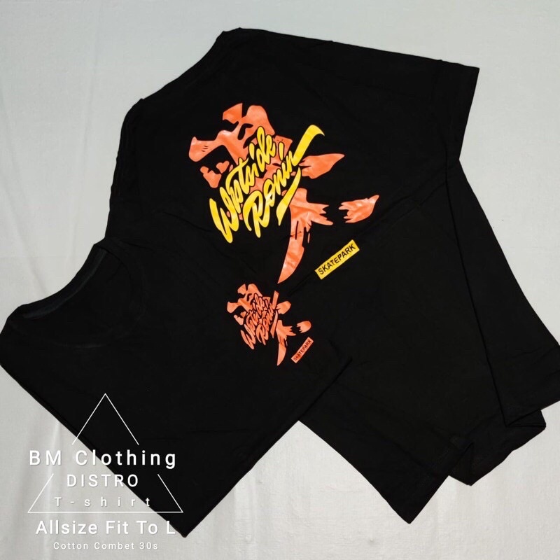 BAJU KAOS T SHIRT ATASAN DISTRO PRIA WANITA TULISAN JEPANG JAPAN CINA CHINA KANJI RONIN MURAH HITAM